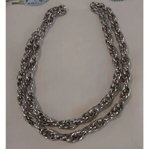 Trendy Unisex Hip Hop Double Twisted Stainless Steel 36" Long Necklace